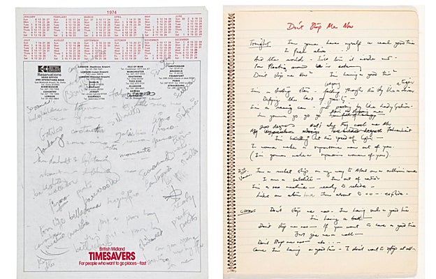 Manuscrito de 'Bohemian Rhapsody'