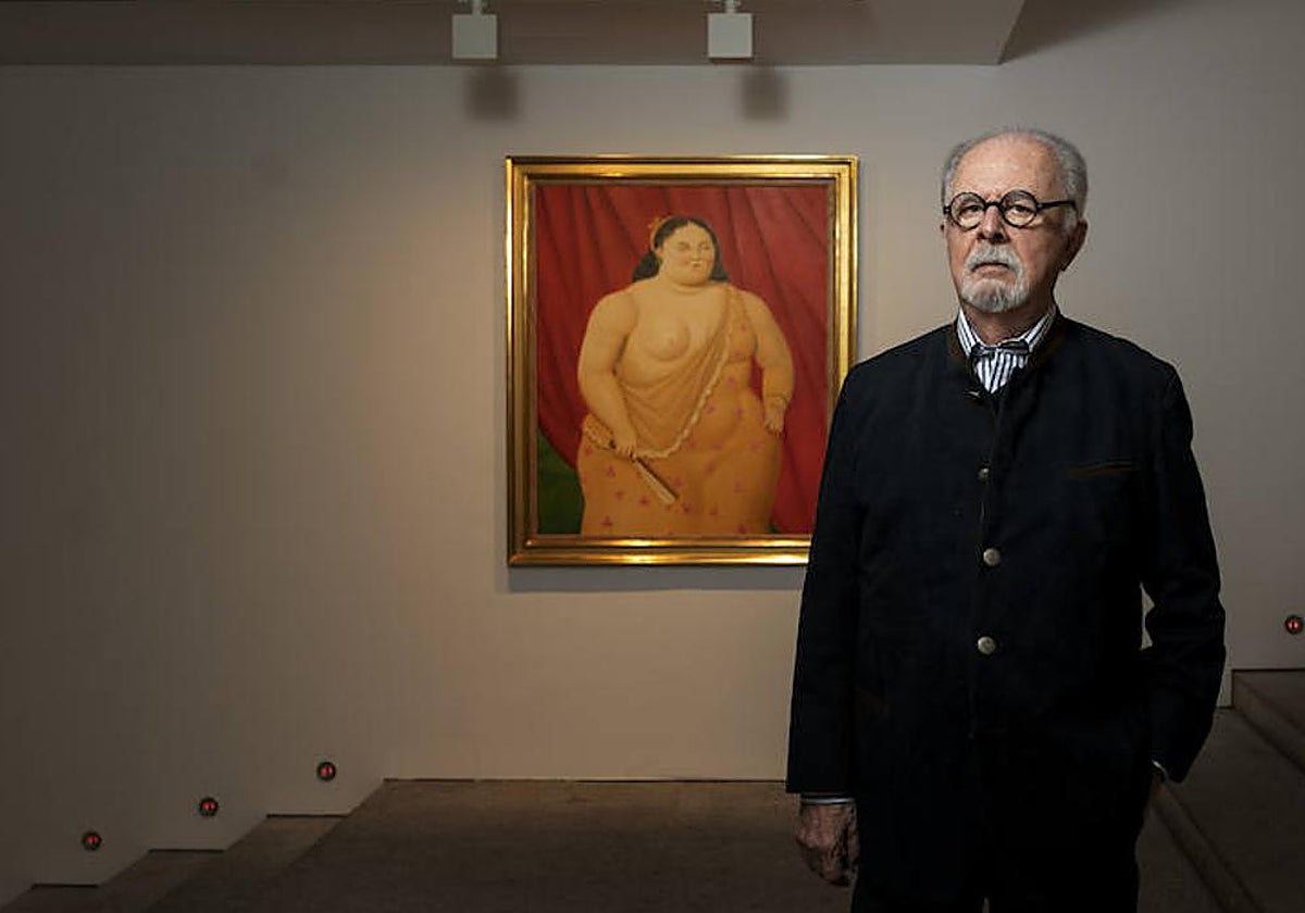 Fernando Botero, durante la entrevista, en la galería Marlborough de Madrid
