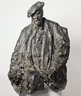 Imagen secundaria 2 - Sobre estas líneas, fotografía y escultura de Medardo Rosso. Arriba, uno de los lienzos de Joaquín Sorolla de 'Vamos a la playa'