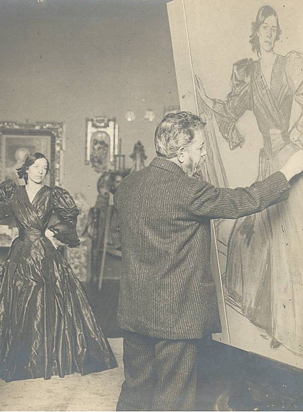 Christian Franzen y Nissen. Sorolla pintando a Clotilde, ca. 1906