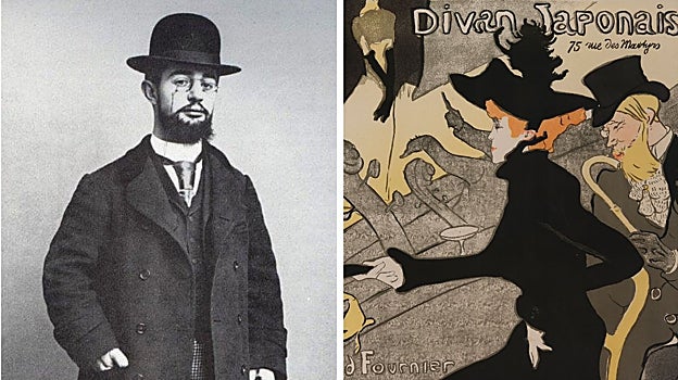 A la izquierda, Toulouse-Lautrec. A la derecha, 'Divan Japonais', 1982, de Toulouse-Lautrec