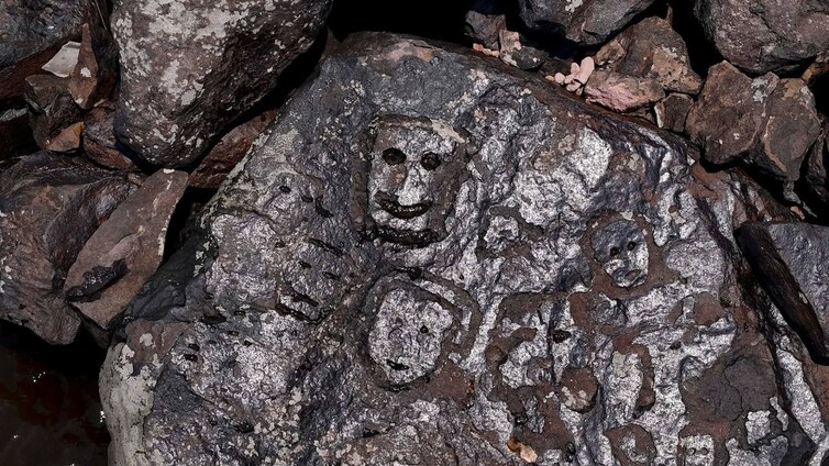 La histórica sequía del Amazonas deja al descubierto rostros tallados en piedra hace más de 2.000 años