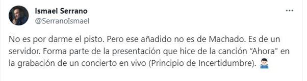 El tuit de Ismael Serrano apuntando al lapsus de Feijóo