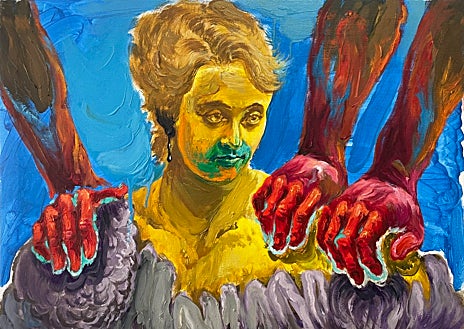 Imagen secundaria 1 - Arriba, fragmento de 'Crisis'. Sobre estas líneas, 'Apoyo II' (2023) y 'Espalda' (2023)