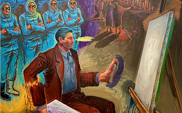 Imagen principal - Arriba, fragmento de 'Crisis'. Sobre estas líneas, 'Apoyo II' (2023) y 'Espalda' (2023)