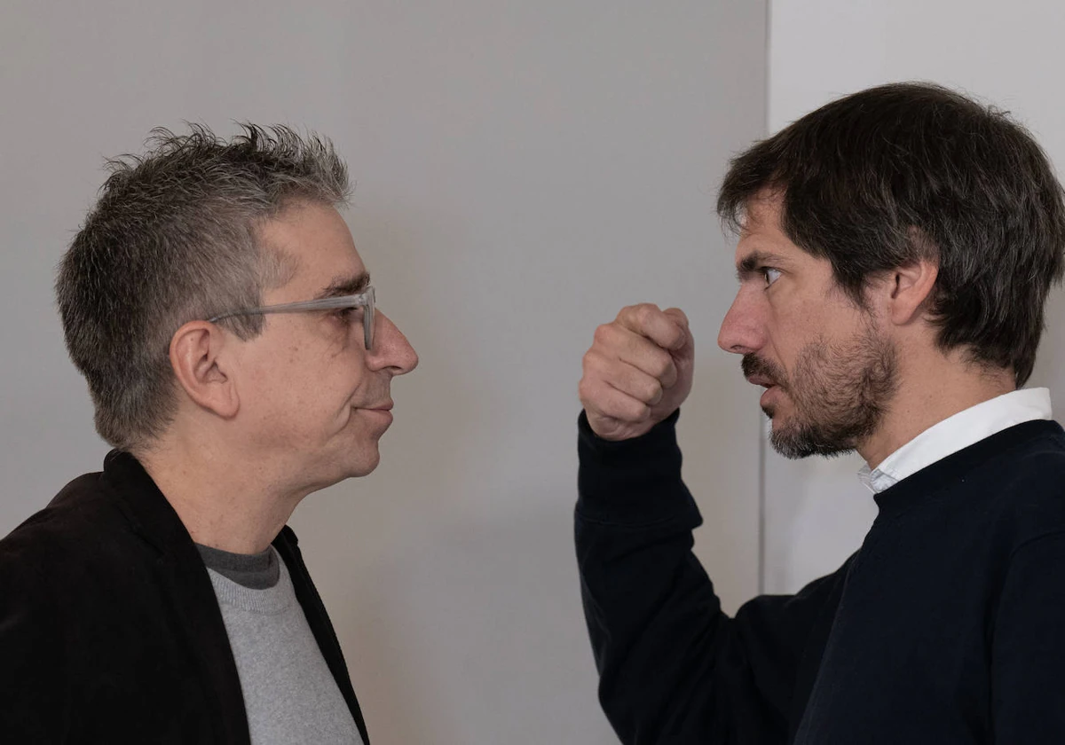 Jordi Martí y Ernest Urtasun, durante la reunión de la dirección de Catalunya en Comú