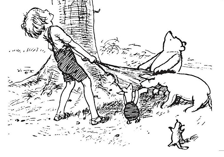 Ilustración de E. H. Shepard para una de las aventuras de Winnie the Pooh