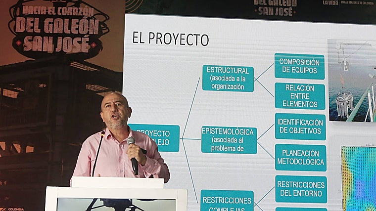 Ernesto Montenegro, en la presentación del proyecto del galeón San José