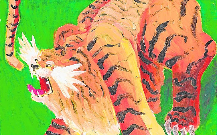 Imagen principal - 'Arriba, detalle de 'El aspirante', de Adrià Miko. Abajo. Abajo a la izquierda, fragmento de 'Felipe III, El Piadoso', de Paloma Gaitán. Abajo a la derecha, obra de Mariángeles Blanco