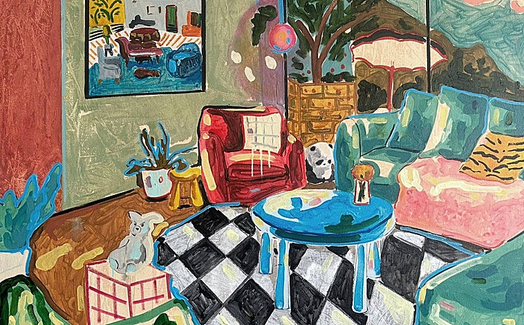 Imagen principal - Arriba, 'S/t', de Ray Medina (La Gran); abajo a la izquierda, 'Ronny M', de Mr Kern (Delimbo); abajo a la derecha, una obra de Sofía González titulada 'Flores' (Berlín)