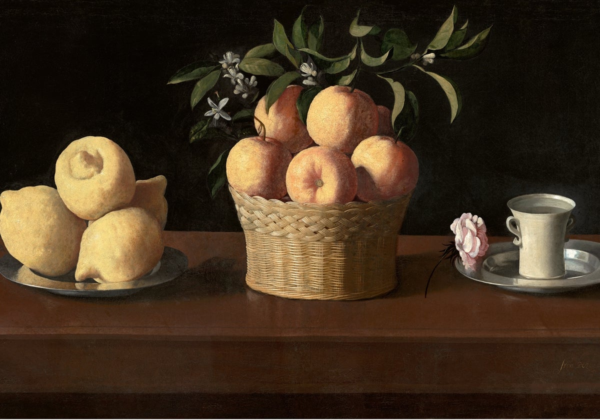 Francisco de Zurbarán. 'Bodegón con cidras, naranjas y rosa' (1633)
