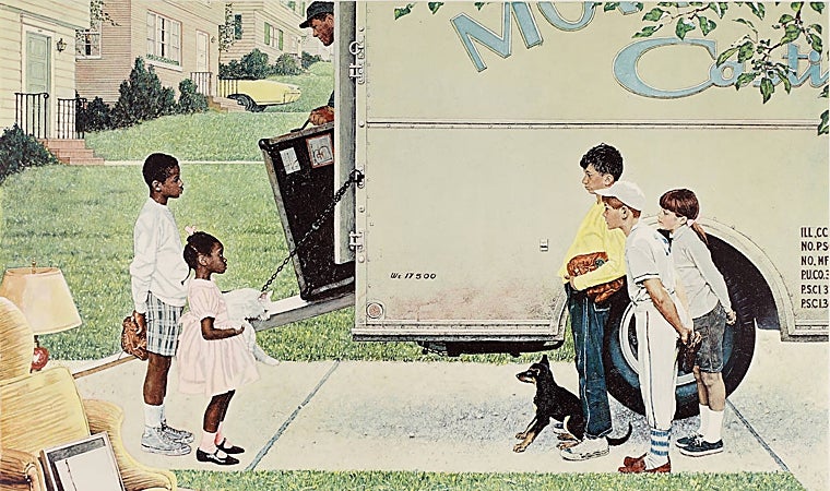 'New Kids in The Neighborhoo', litografía de Norman Rockwell de 1967