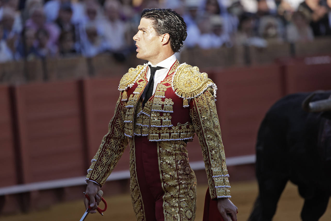 Pablo Aguado, en la corrida del 11 de abril en la Maestranza de Sevilla