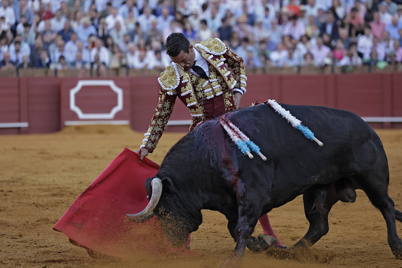 José María Manzanares, en la corrida del 11 de abril en la Maestranza de Sevilla