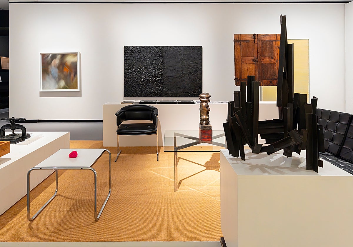 Detalle del montaje de la muestra en Madrid