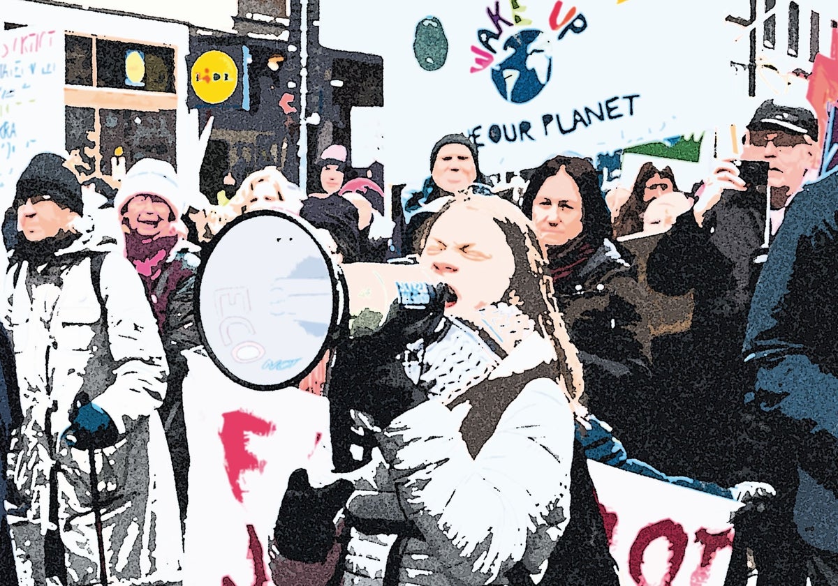 Greta Thunberg durante uno de sus mítines en una manifestación reciente