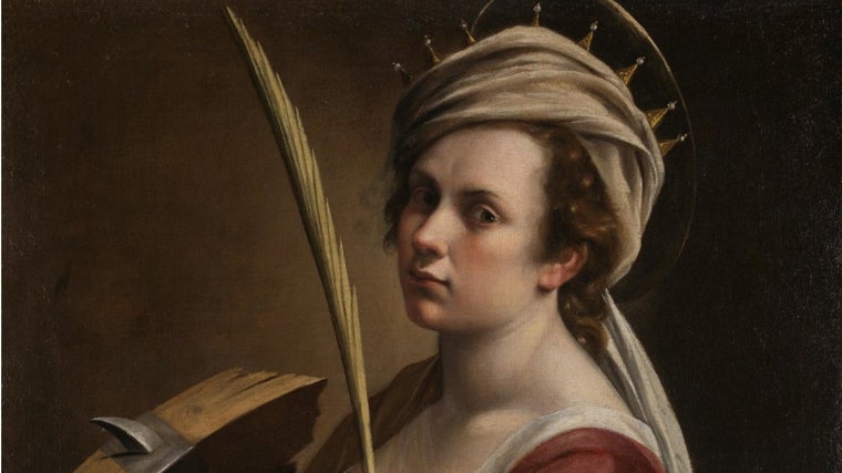 'Autorretrato como Santa Catalina de Alejandría', de Artemisia Gentileschi. Detalle