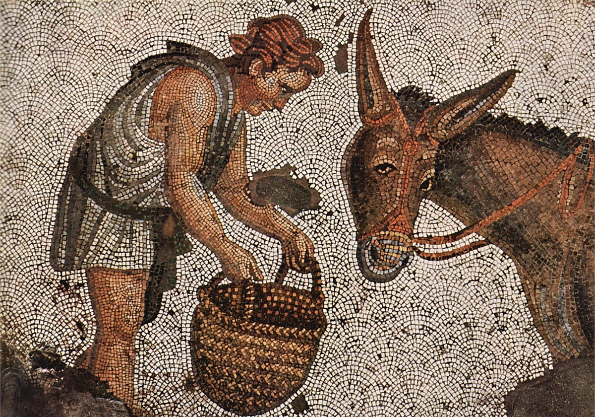 Asno en mosaico bizantino