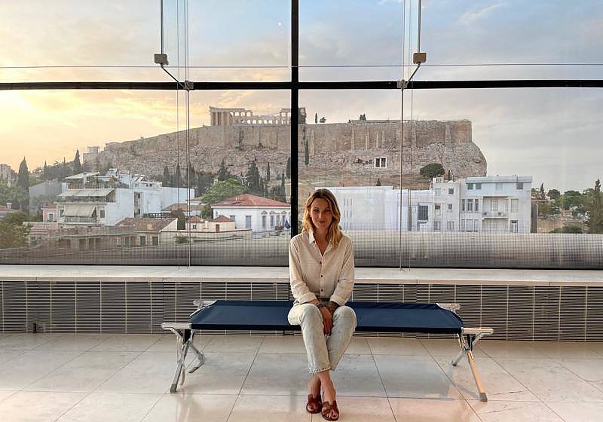 Marcolongo, en el Museo de la Acrópolis, donde pasó la noche