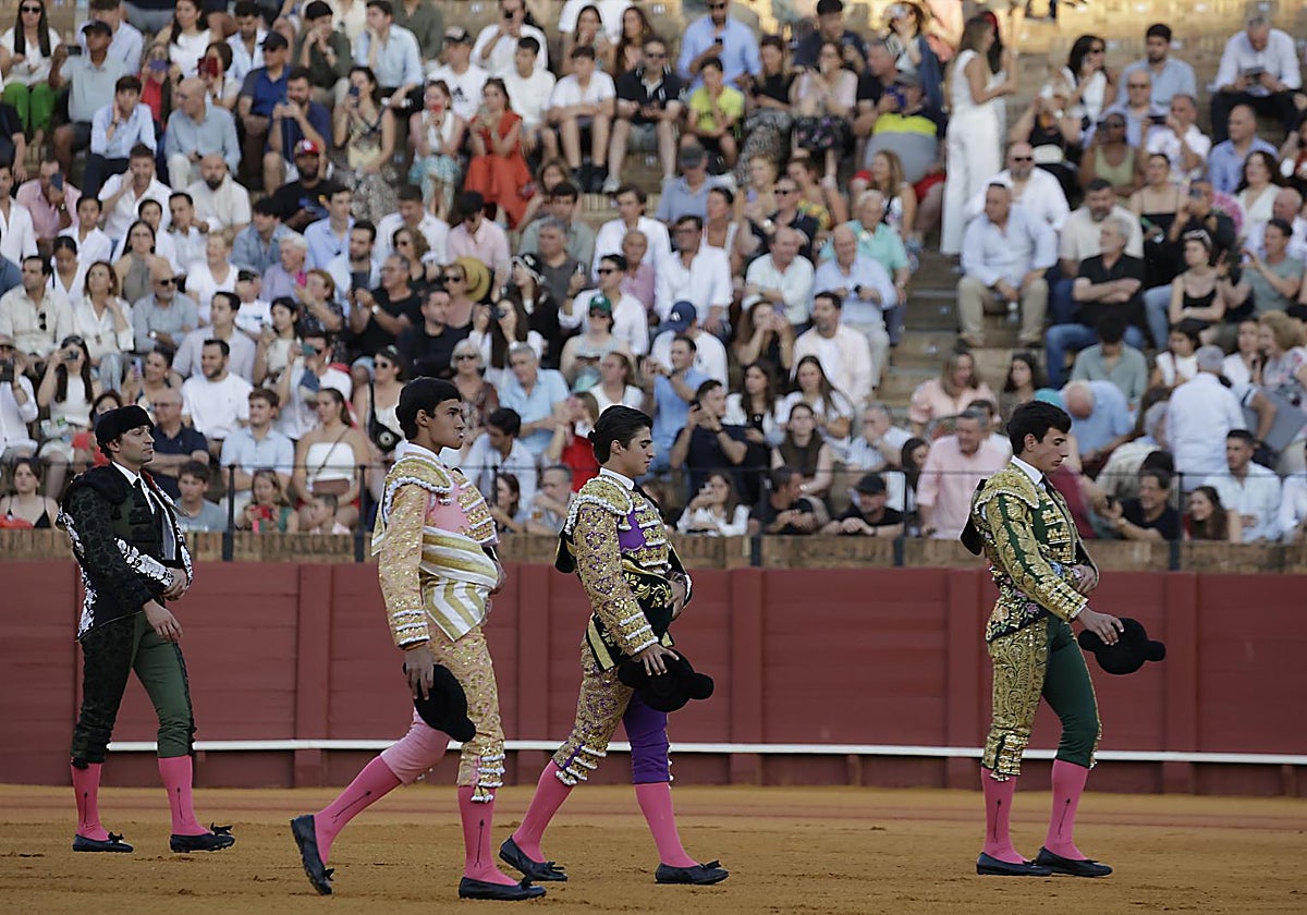 Un momento de la novillada de este jueves, 13 de junio, en la  Maestranza de Sevilla