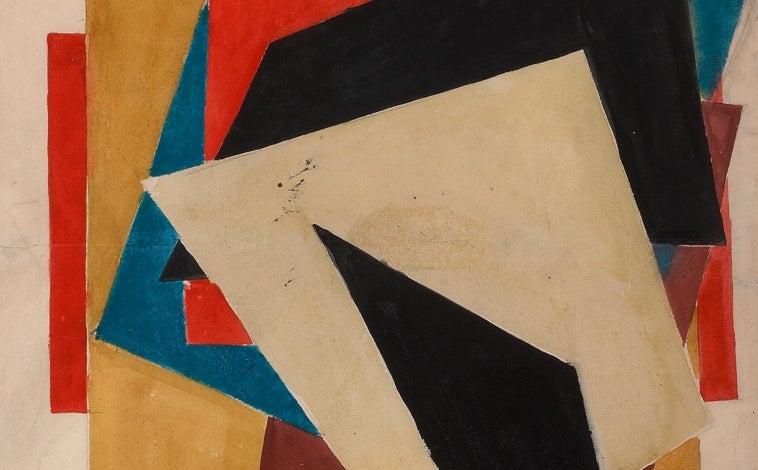 Imagen principal - De arriba abajo, 'Sin título' (c. 1916-17), de Nadezhda Udaltsova; Estudio para la cubierta del libro 'Delta', de Rodchenko; y 'Sin título', de Ksenia Ender