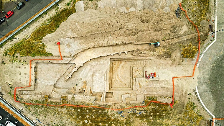 Vista aérea de las estructuras desenterradas