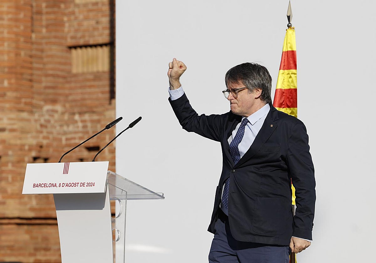 Carles Puigdemont, el jueves durante su aparición en Barcelona