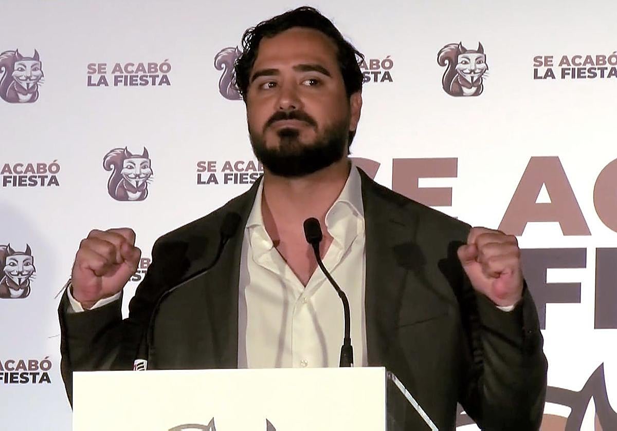 Alvise Pérez, tras conocer sus resultados en las elecciones europeas, el pasado junio