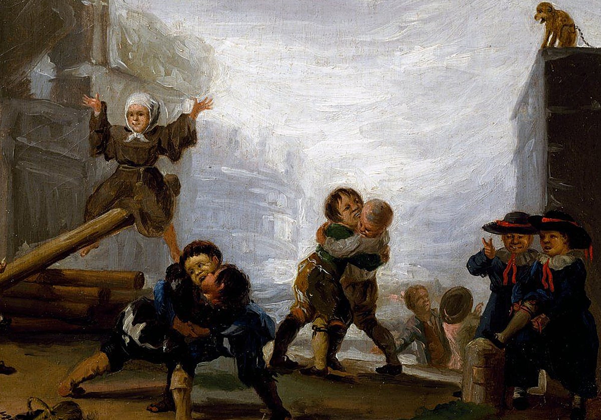 'Niños pelando y jugando en un balancín', de Goya