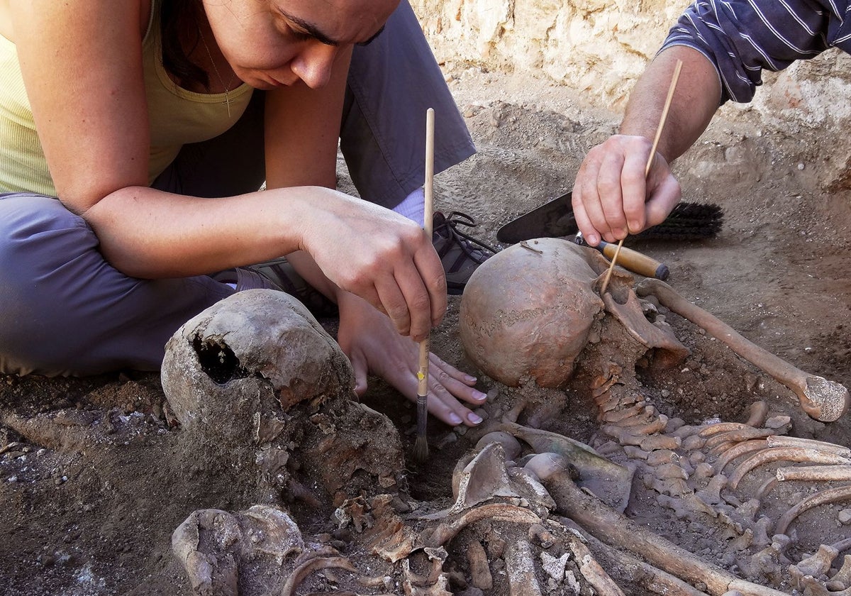 Investigadores desenterrando los restos de soldados napoleónicos en Buitrago del Lozoya