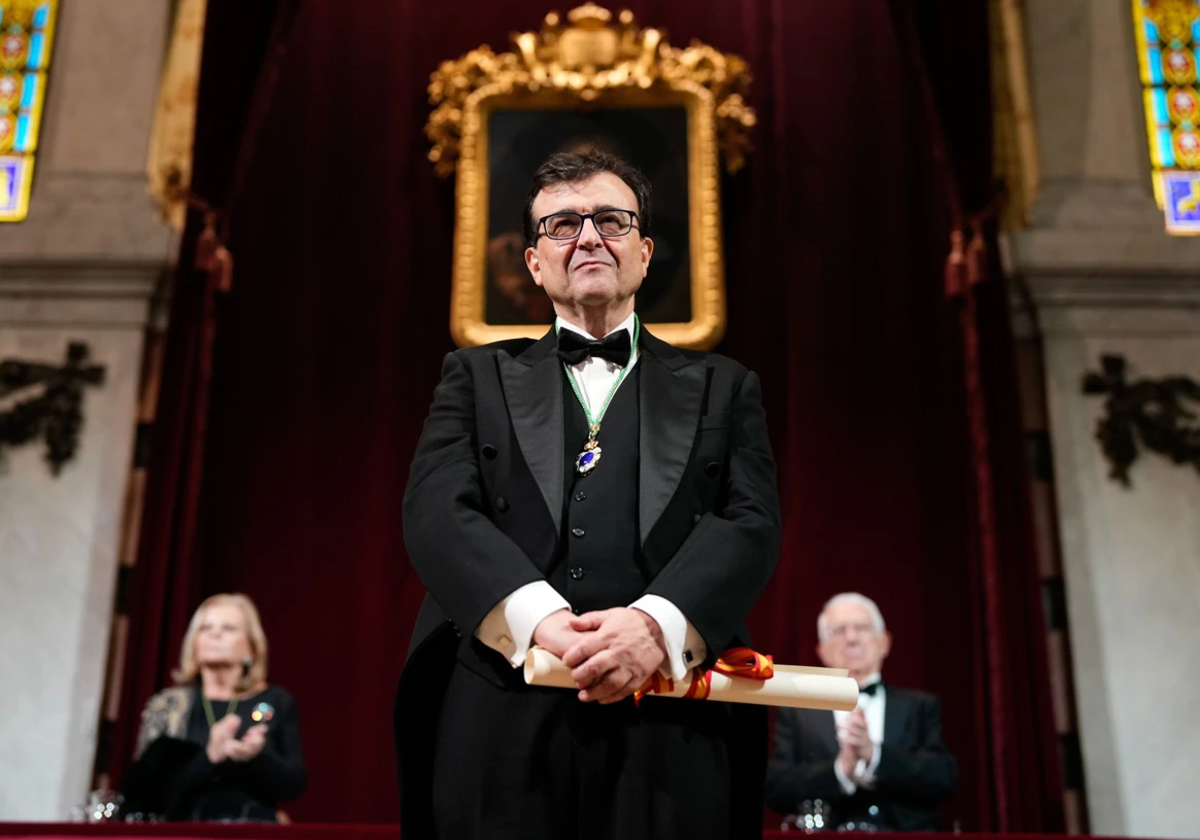 Javier Cercas en el acto de ingreso en la Real Academia Española