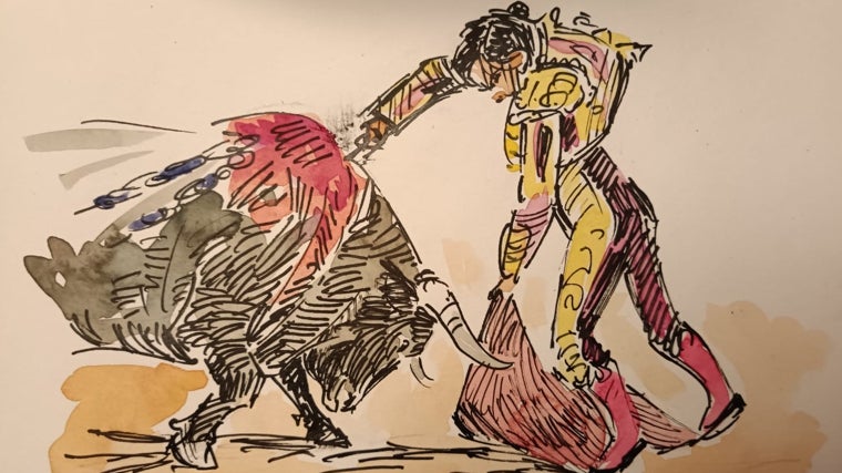 La estocada, una de las ilustraciones del autor