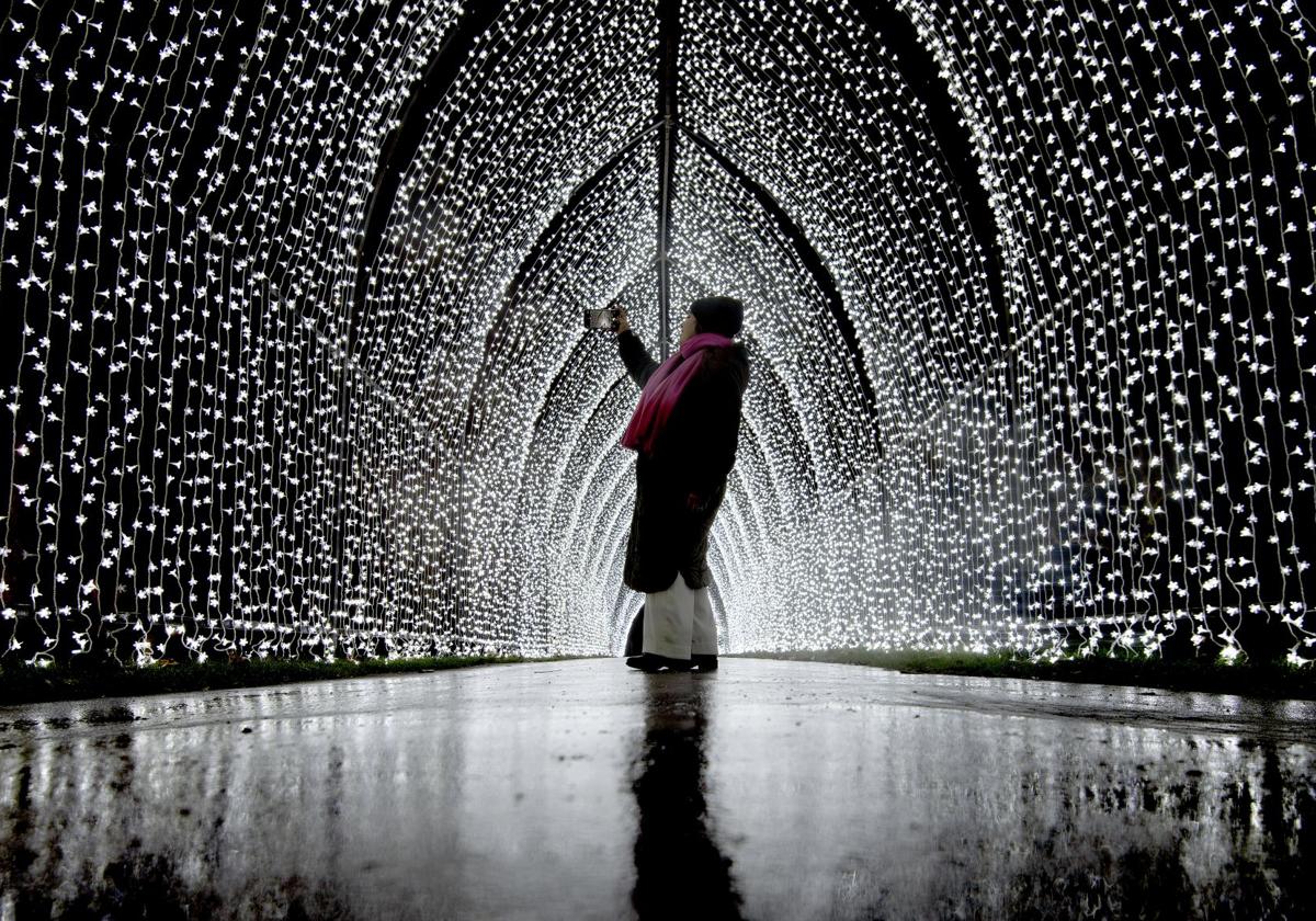 Pasillo de luces en una de las instalaciones del Real Jardín Botánico de Kew, que en Navidad vive un verdadero festival de iluminaciójn