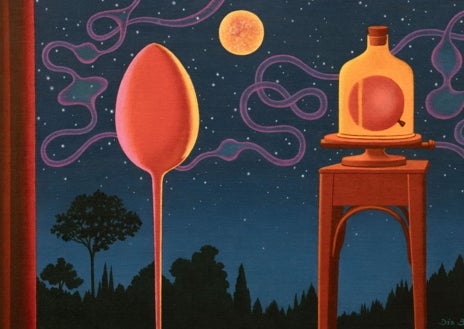 Imagen secundaria 1 - De arriba abajo, 'En un lugar del cosmos' (2022); 'Experimento nocturno' (2024); y 'Sillón para T. S. Bonivell' (2024)