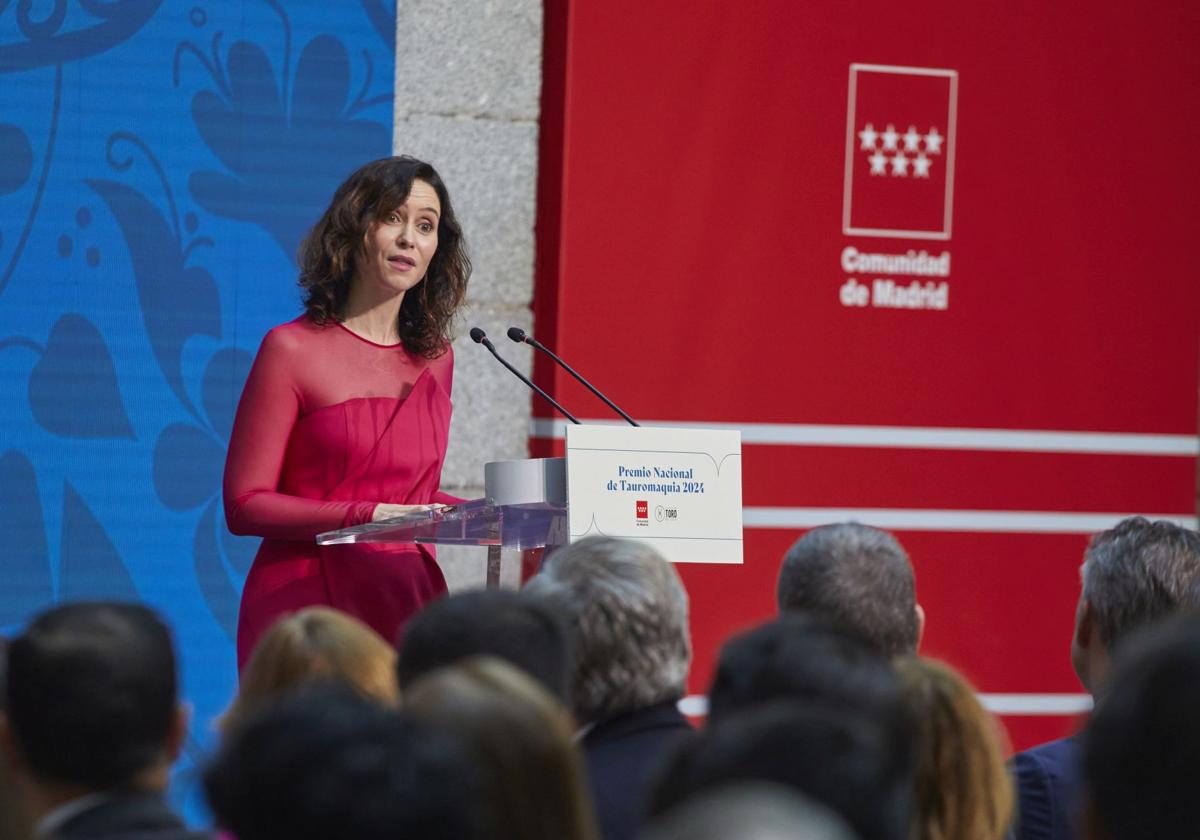 Isabel Díaz Ayuso, presidenta de la Comunidad de Madrid, durante su intervención