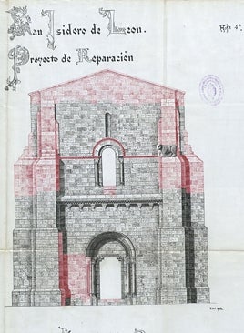 Imagen - Reconstrucción que hizo Torbado de la portada norte, con el león añadido en su lugar original