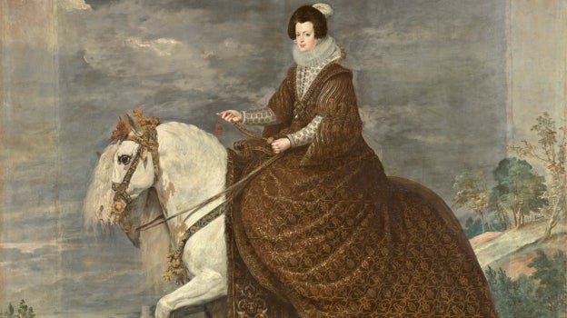 Imagen antes - A la izquierda, 'Isabel de Borbón a caballo', de Velázquez, antes de su restauración. A la derecha, tras ser restaurada. Detalles