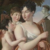 'Josefa Tudó con sus hijos Manuel y Luis Godoy, en un jardín', de José de Madrazo