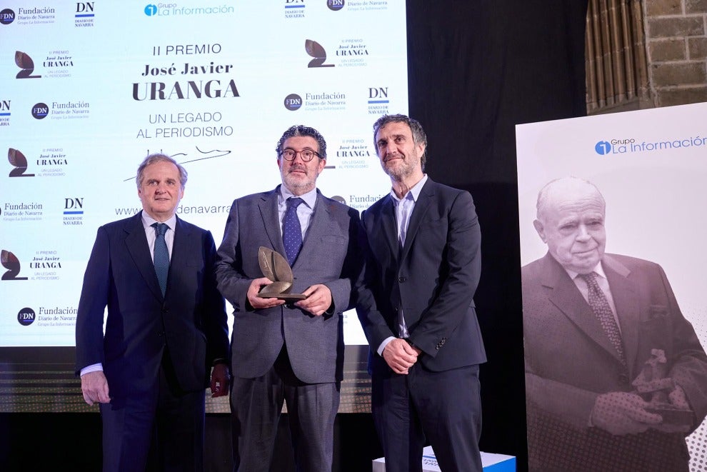 El presidente de Vocento, Ignacio Ybarra, el director de ABC, Julián Quirós, y el director general editorial de Vocento, Fernando Belzunce
