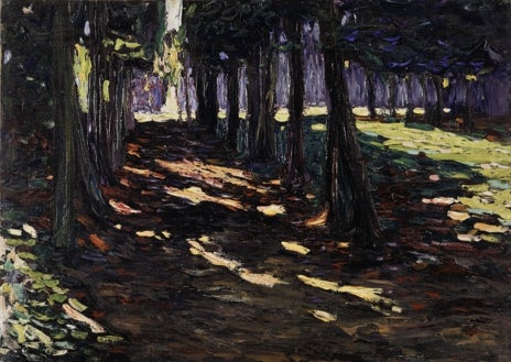 Imagen secundaria 1 - De arriba abajo, 'En gris', de 1919; 'Allee (El parque de Saint-Cloud, sendero sombreado)', óleo de 1906; y 'Acumulación controlada', de 1938