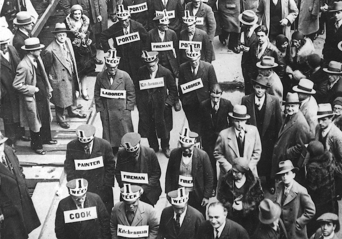 Desfile de obreros parados en Nueva York en 1929