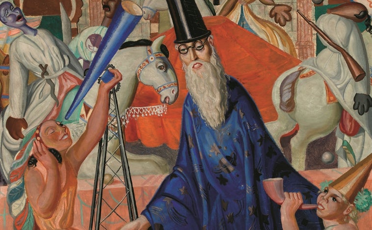 Imagen principal - De arriba abajo, 'El Mago/Pim Pam Pum' (1926); detalle de 'Naturaleza viva II' (1941-1942); y 'Oro (retrato bidimensional)' del año 1951