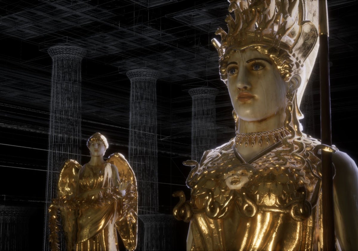 Recreación en 3D de la estatua de Atenea en el Partenón