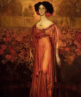 Imagen secundaria 2 - Arriba, dos de los sátiros pintados por Néstor, en una sala del Reina Sofía. Sobre estas líneas, a la izquierda, 'Poema atlántico. La tarde'; a la derecha, 'La hermana de las rosas'