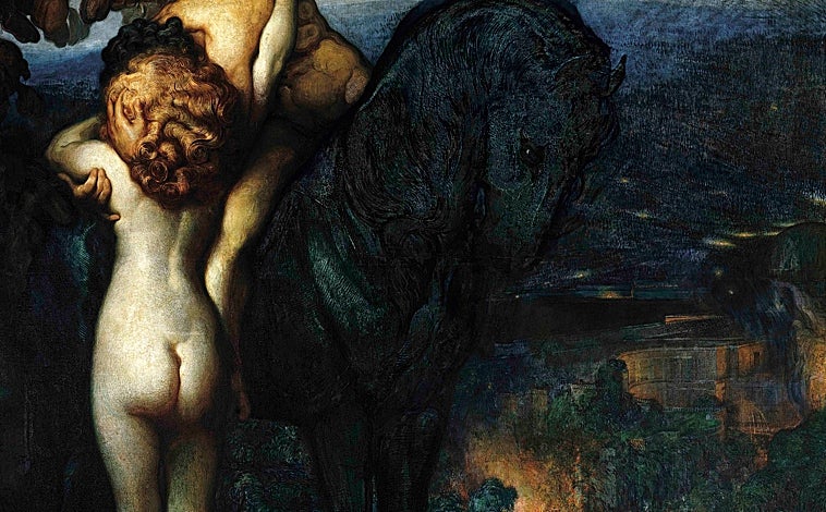 Imagen principal - De arriba abajo, detalle de 'Berenice' (1909); 'Epitalamio o Las bodas del Príncipe Néstor' (1909); y 'El fandango del Candil de Gustavo Durán' 