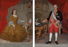 A la izquierda, Doña Joaquina Nimpha de Carvajal y Vargas, condesa del Puerto. A la derecha, Don Fermín Francisco de Carvajal-Vargas y Sotomayor y Alarcón