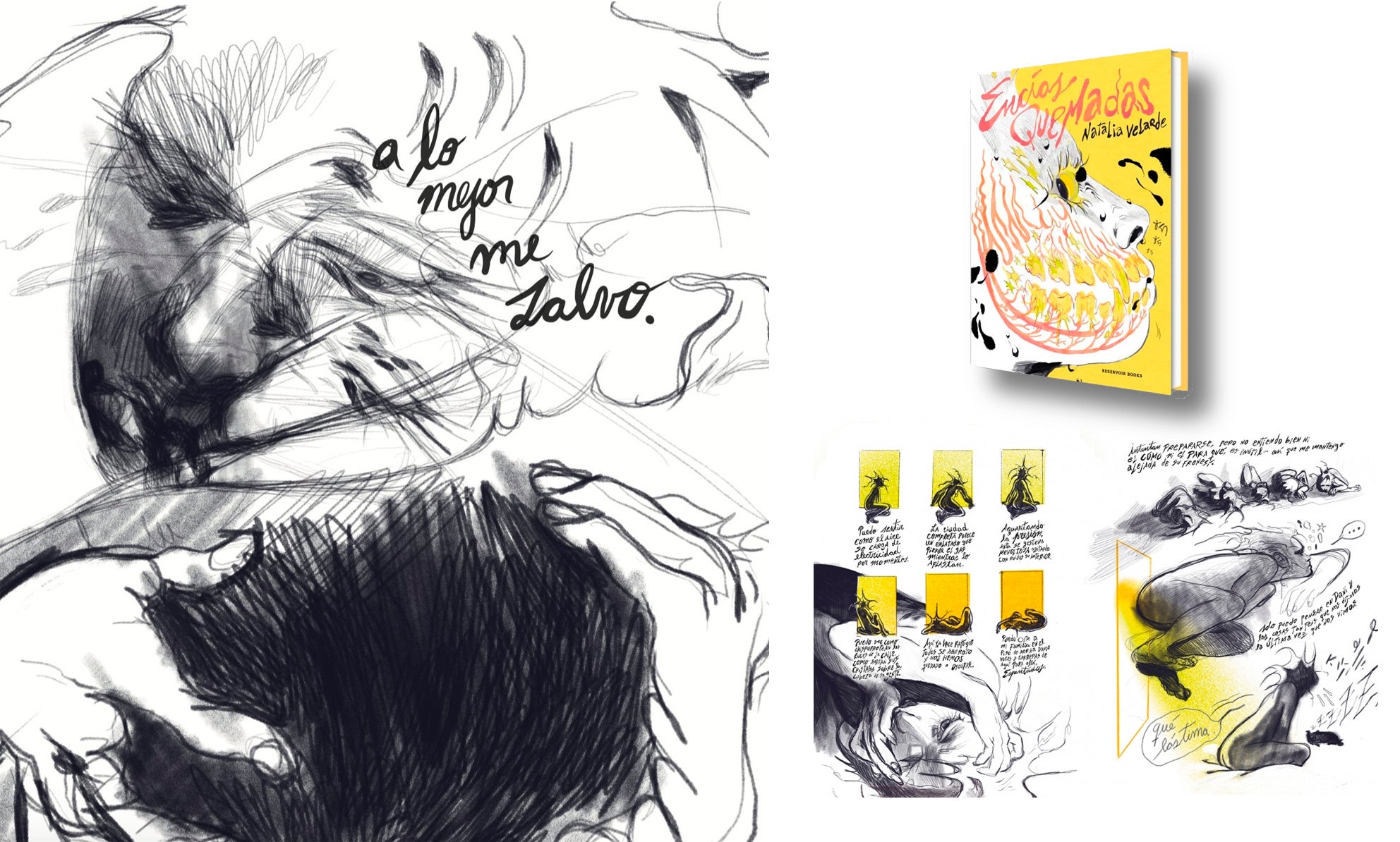 Portada y páginas de 'Encías quemadas'