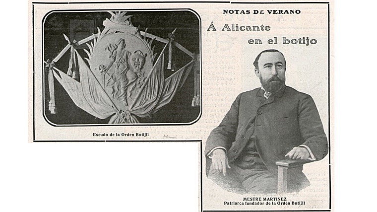 Ramón Mestre y el escudo de la Orden Botijil