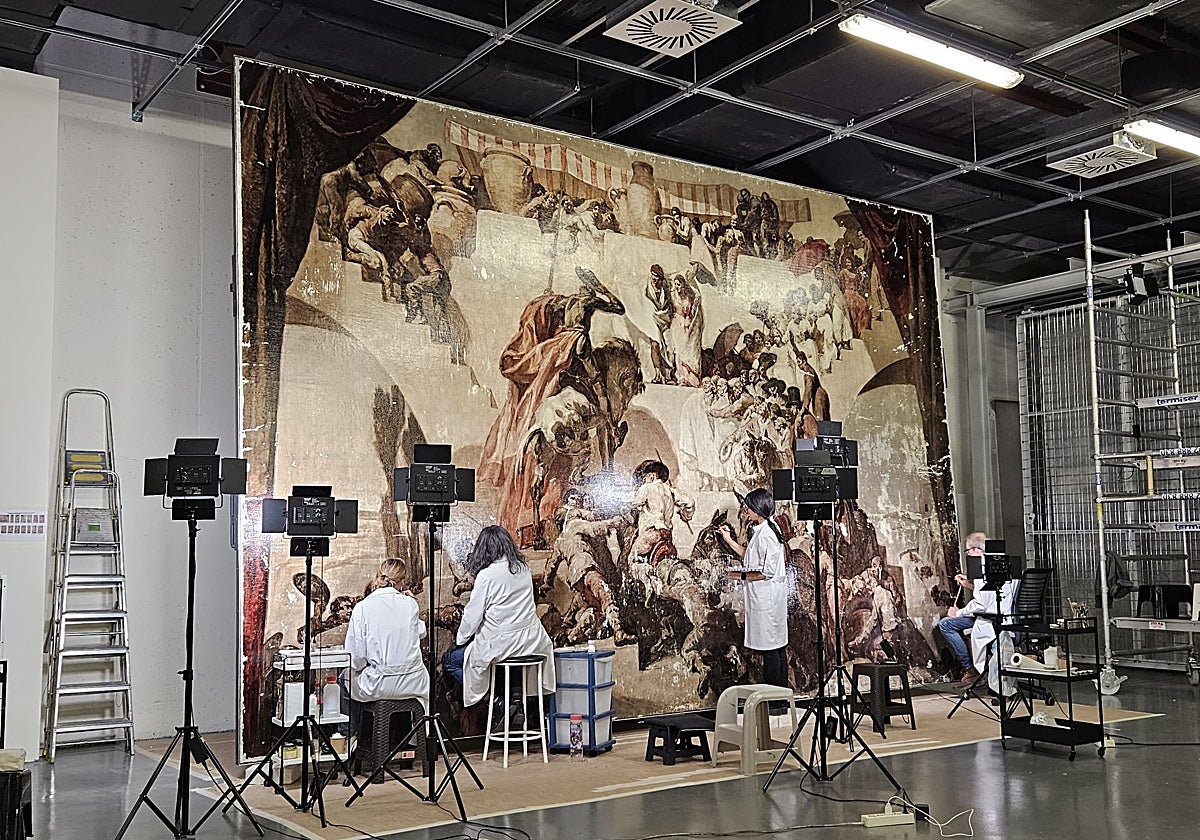 Proceso de restauración de 'Las bodas de Camacho' de Josep María Sert