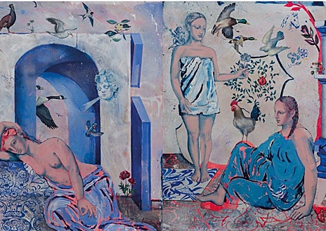 Imagen secundaria 1 - De arriba abajo, 'Cabeza reclinada. El grito', de Martín Chirino (Guillermo de Osma);'Un viento cálido que alcanza todos los rincones', de Los Bravú (El Apartamento); y 'Flores y cruces', de José Luis Valverde (Silvestre)